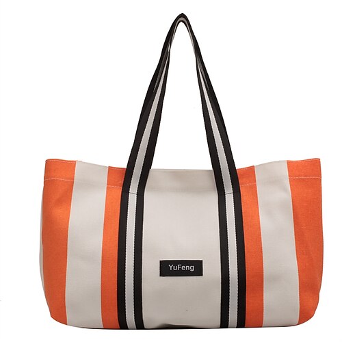 

Women's Sling Bags Tote Canvas Tote Bag Shoulder Bag Canvas Buttons Zipper Plaid Daily Outdoor Green Blue Light Green Orange