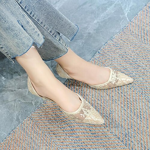 

Mesh Breathable Sandals Women's Lace Surface High Heels Comfortable Fashion Sandals Women's Shoes Wholesale