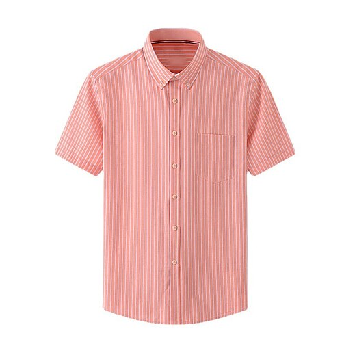 

Men's Shirt Striped Turndown Street Casual Button-Down Short Sleeve Tops Casual Fashion Breathable Comfortable Light Purple Blue Dusty Blue
