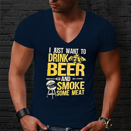 

Men's Unisex T shirt Hot Stamping Graphic Prints Letter V Neck Street Daily Print Short Sleeve Tops Casual Designer Big and Tall Sports Black Red Navy Blue