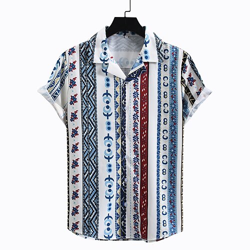 

Men's Shirt 3D Print Geometry Turndown Casual Daily Print Tops Casual Exaggerated Blue