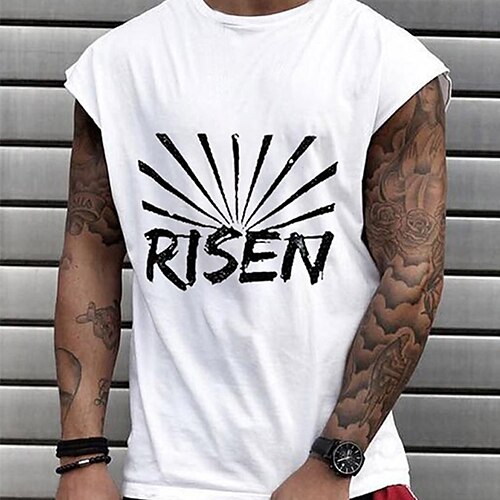 

Men's T shirt Hot Stamping Graphic Letter Crew Neck Street Casual Print Cap Sleeve Tops Basic Fashion Classic Comfortable White