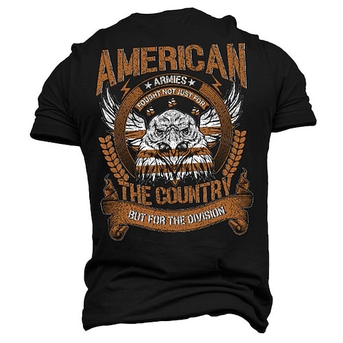 

Men's Unisex T shirt Tee 3D Print Graphic Prints Eagle Crew Neck Street Daily Print Short Sleeve Tops Casual Designer Big and Tall Sports Black Army Green Dark Gray