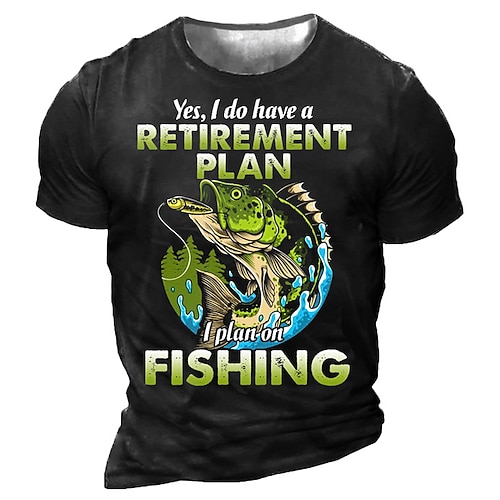 

Men's Unisex T shirt 3D Print Graphic Prints Fish Crew Neck Street Daily Print Short Sleeve Tops Casual Designer Big and Tall Sports Black Army Green Dark Gray