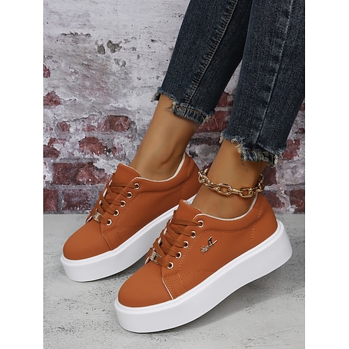 

Women's Sneakers Daily Plus Size Platform Sneakers Summer Flat Heel Round Toe Casual Minimalism Running Shoes Walking Shoes Synthetics Loafer Solid Colored Brown
