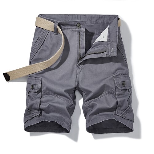 

Men's Classic Style Fashion Shorts Cargo Shorts Multi Pocket Knee Length Pants Casual Daily Solid Color Comfort Breathable Mid Waist Black Gray Army Green Khaki Dark Blue 32 34 36 38 40