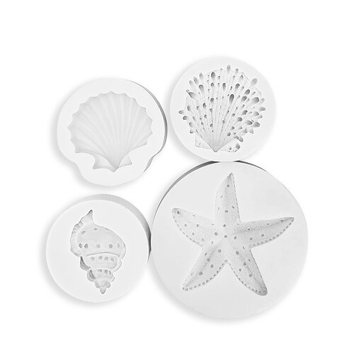 

Ocean Series Starfish Shell Cookie Baking Mould DIY Cake Decorating Chocolate Fondant Silicone Mould 4pcs