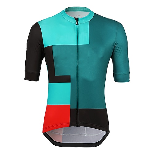 

21Grams Men's Cycling Jersey Short Sleeve Bike Top with 3 Rear Pockets Mountain Bike MTB Road Bike Cycling Breathable Quick Dry Moisture Wicking Reflective Strips Green Color Block Polyester Spandex