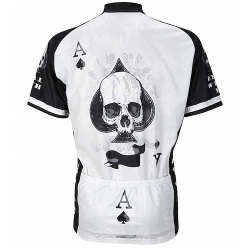 

21Grams Men's Cycling Jersey Short Sleeve Bike Top with 3 Rear Pockets Mountain Bike MTB Road Bike Cycling Breathable Quick Dry Moisture Wicking Reflective Strips White Skull Polyester Spandex Sports