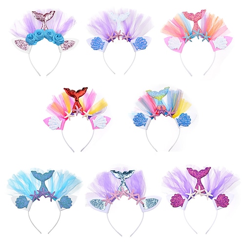 

Teenager's Hair Accessories Headband Glitter Show Mermaid Headband Ocean Princess Mesh Headband