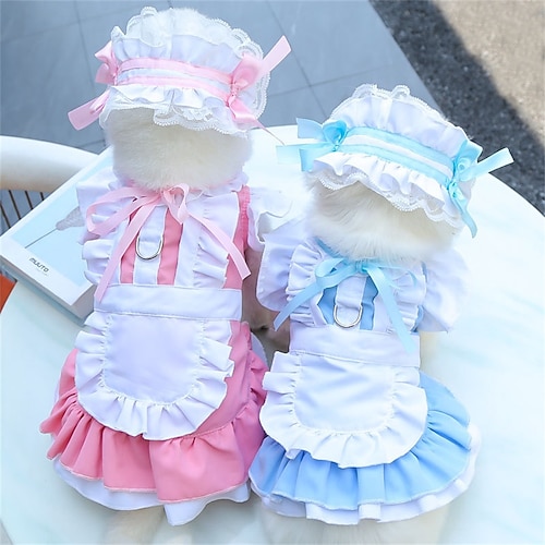 

Maid Parent-child Clothing Pet Cat Dog Spring and Summer Clothing Supplies Can Be Hung Traction Dog Skirt French Fighting Medium-sized Dog