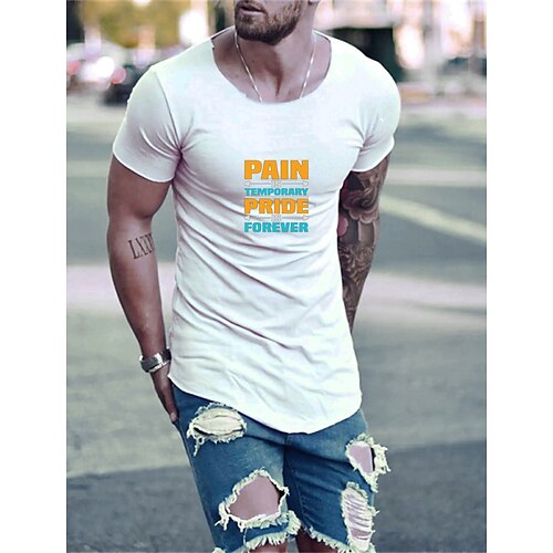 

Men's T shirt Tee 3D Print Letter Round Neck Casual Daily Print Short Sleeve Tops Simple Lightweight Comfortable White Black Blue