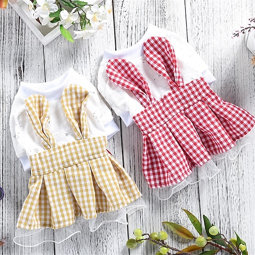 

Dog Clothes Pet Summer Plaid Skirt Bichon Pomeranian Spring and Summer Dress Princess Dress Thin Section