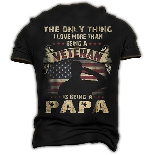 

Men's Unisex T shirt 3D Print Graphic Prints Flag Crew Neck Street Daily Print Short Sleeve Tops Casual Designer Big and Tall Papa T Shirts Black