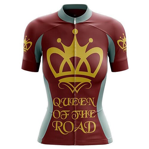 

21Grams Women's Cycling Jersey Short Sleeve Bike Jersey Top with 3 Rear Pockets Mountain Bike MTB Road Bike Cycling Fast Dry Breathable Soft Reflective Strips Burgundy Graphic Polyester Spandex Sports