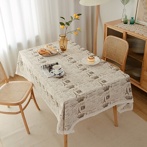 

Farmhouse Style Pastoral Tablecloth Cotton Linen Fabric Table Cloth,Washable Table Cover Dust-Proof Wrinkle Resistant for Restaurant, Picnic, Indoor and Outdoor Dining