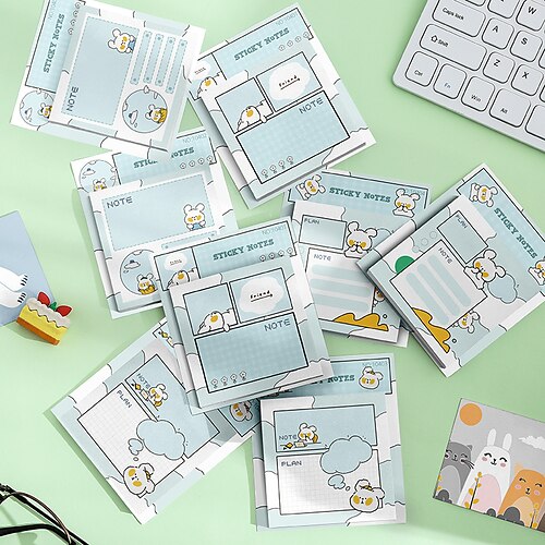 

4 pcs Sticky Notes 7.67.6 inch Colorful Paper Lined Cute Self-adhesive Post It Notes for School Office Student