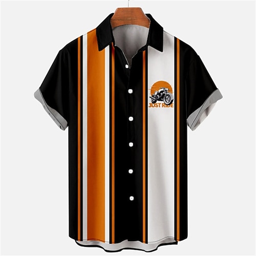 

Homme Chemise Chemise graphique Rayé Col rabattu Noir / Blanc Extérieur Plein Air Manches Courtes Bouton bas Imprimer Vêtement Tenue Mode Design Casual Respirable