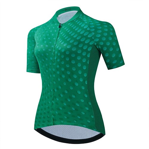 

21Grams Women's Cycling Jersey Short Sleeve Bike Top with 3 Rear Pockets Mountain Bike MTB Road Bike Cycling Breathable Quick Dry Moisture Wicking Reflective Strips Green Polka Dot Polyester Spandex