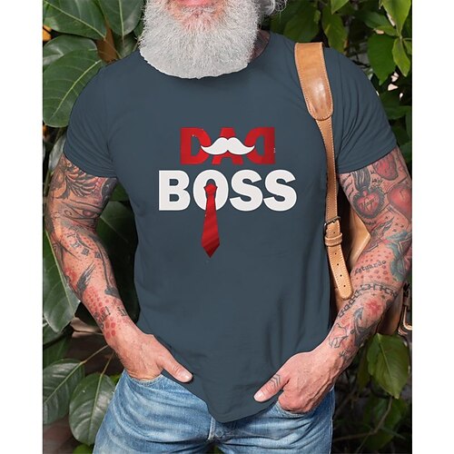

Men's T shirt Hot Stamping Letter Round Neck Casual Daily Print Short Sleeve Tops Simple Basic Blue Gray Army Green