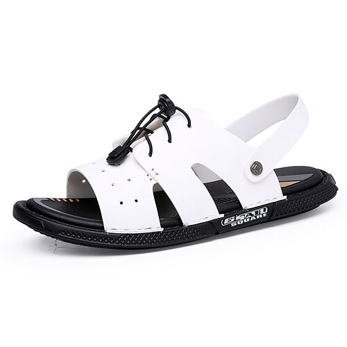 

Men's Sandals Casual Beach Daily Beach PU White Black Summer