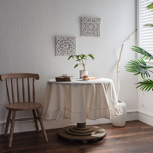 

Farmhouse Style Pastoral Tablecloth Cotton Linen Fabric Table Cloth,Washable Table Cover Dust-Proof Wrinkle Resistant for Restaurant, Picnic, Indoor and Outdoor Dining