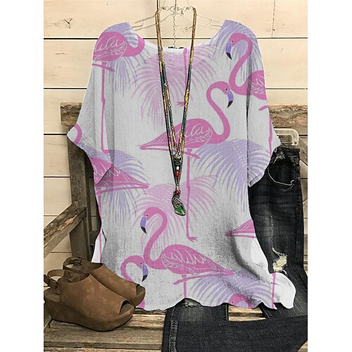 

Women's Plus Size Tops T shirt Graphic Leaf Print Short Sleeve Round Neck Streetwear Daily Vacation Polyester Spring Summer Blue Purple