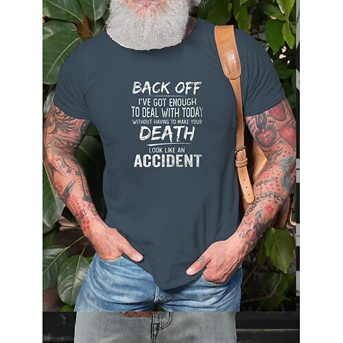 

Men's T shirt Hot Stamping Letter Round Neck Casual Daily Print Short Sleeve Tops Simple Basic Blue Black Gray