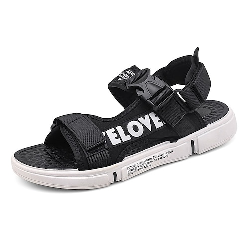 

Men's Sandals Casual Classic Daily Office & Career Elastic Fabric Black / Gold Black and White Black Spring Summer