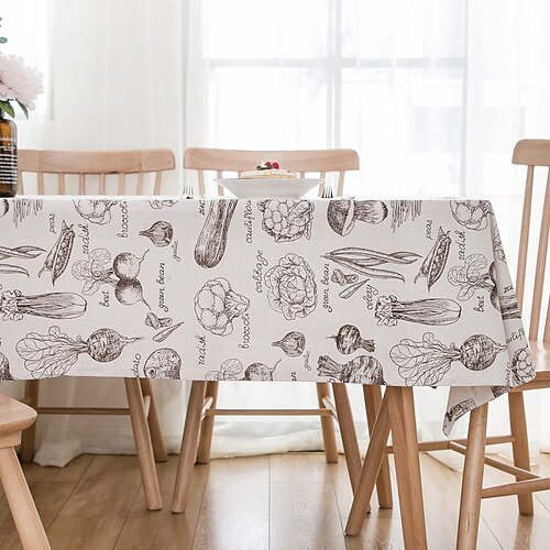 

Farmhouse Style Pastoral Tablecloth Cotton Linen Fabric Table Cloth,Washable Table Cover Dust-Proof Wrinkle Resistant for Restaurant, Picnic, Indoor and Outdoor Dining
