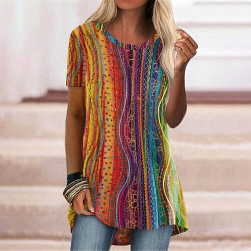 

Mujer Vestido estilo camiseta Mini vestido Amarillo Manga Corta Color puro Estampado Primavera Verano Escote Redondo Casual Holgado 2023 S M L XL XXL 3XL