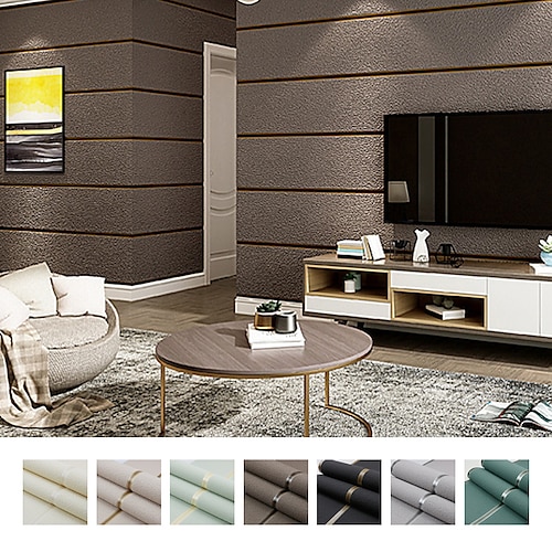 

Cool Wallpapers Wall Mural Modern 3D Thick Non-woven Imitation Deerskin Velvet Wallpaper Roll Non-self-adhesive Vertical Striped for Bedroom Living Room TV Background 1.73'(0.53m) x 32.8'(10m)