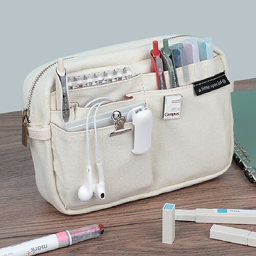 

PencilCasePenPouchMarkerBag Wear-Resistant Multifunction With Zipper Canvas for School Office Student