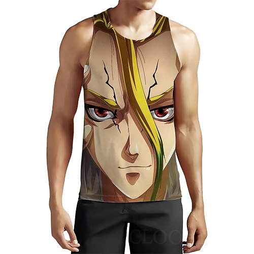 

Inspired by Dr Stone Ishigami Senku Cosplay Costume T-shirt 100% Polyester Pattern Harajuku Graphic Kawaii Vest For Men's / Sleeveless