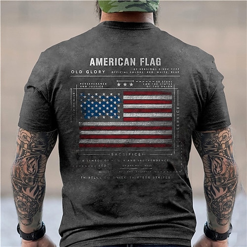 

Men's Unisex T shirt 3D Print Graphic Prints National Flag Letter Crew Neck Street Daily Print Short Sleeve Tops Casual Designer Big and Tall Sports Black Army Green Dark Gray