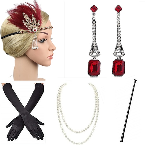 

The Great Gatsby The Great Gatsby Flapper Headband Costume Vintage Necklace Vintage Cosplay Halloween Festival Gloves / Headwear / Earrings / Earrings / Headwear