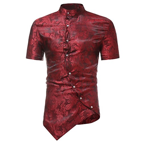 

Men's Shirt Floral Turndown Street Casual Button-Down Long Sleeve Tops Casual Fashion Breathable Comfortable Wine Khaki Brown