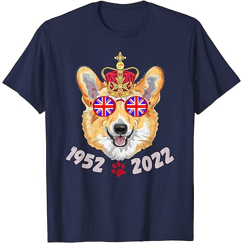 

Inspired by Queen's Platinum Jubilee 2022 Elizabeth 70 Years Dog Crown British Corgi T-shirt Back To School Pattern Graphic T-shirt For Men's Women's Unisex Adults' Hot Stamping 100% Polyester