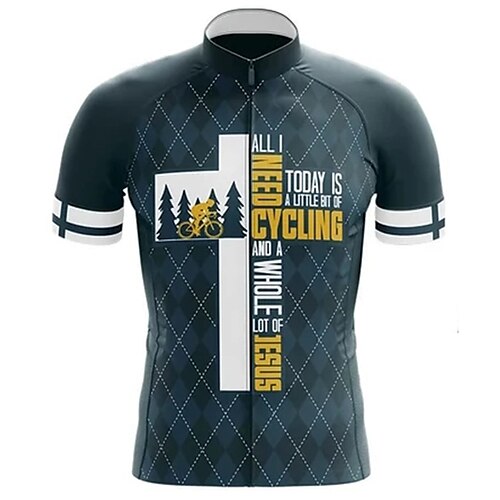 

21Grams Men's Cycling Jersey Short Sleeve Bike Jersey Top with 3 Rear Pockets Mountain Bike MTB Road Bike Cycling Breathable Quick Dry Moisture Wicking Soft Dark Gray Graphic Polyester Spandex Sports