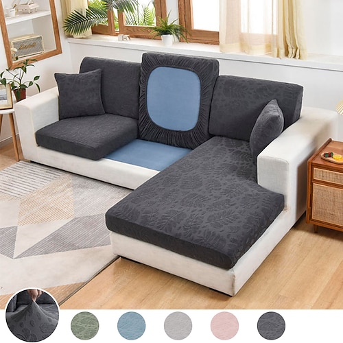 

Sofa Seat Cushion Cover Jacquard Chair Cover Stretch Washable Removable Slipcover Polar Fleece Sofa Furniture Protector Living Room Sofa Cover