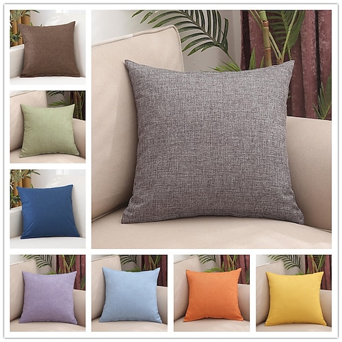 

Solid Color Home Office Simple Modern Flax Pillow Case Cover Living Room Bedroom Sofa Cushion Cover Modern Sample Room Cushion Cover