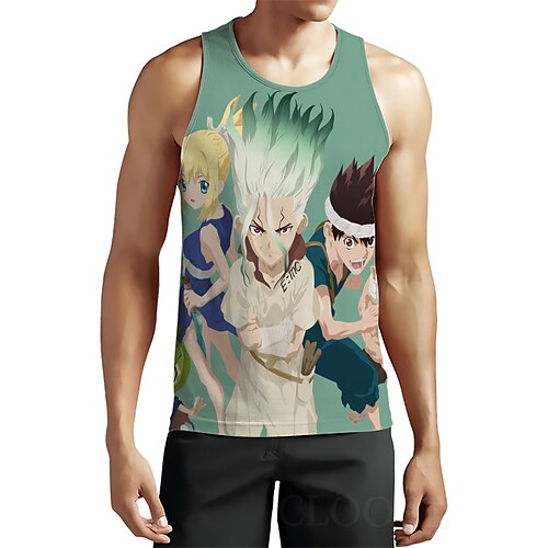 

Inspired by Dr Stone Ishigami Senku Cosplay Costume T-shirt 100% Polyester Pattern Harajuku Graphic Kawaii Vest For Men's / Sleeveless