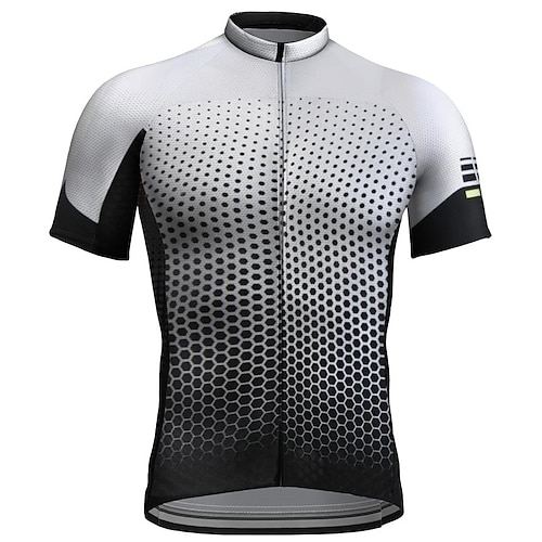 

21Grams Men's Cycling Jersey Short Sleeve Bike Jersey Top with 3 Rear Pockets Mountain Bike MTB Road Bike Cycling Breathable Quick Dry Soft Reflective Strips Black White Polka Dot Polyester Spandex