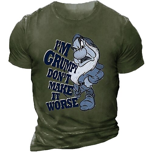 

Men's Unisex T shirt 3D Print Cartoon Graphic Prints Crew Neck Street Daily Print Short Sleeve Tops Casual Designer Big and Tall Sports Black Army Green Coffee