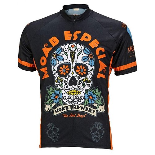 

21Grams Men's Cycling Jersey Short Sleeve Bike Top with 3 Rear Pockets Mountain Bike MTB Road Bike Cycling Breathable Quick Dry Moisture Wicking Reflective Strips Black Skull Polyester Spandex Sports