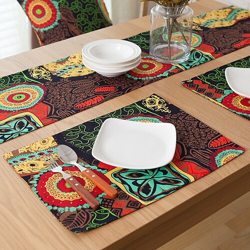 

Dining Table Placemats Set of 4 Heat Resistant Non-Slip Dining Table Place Mats for Holiday Banque Kitchen Table Decor
