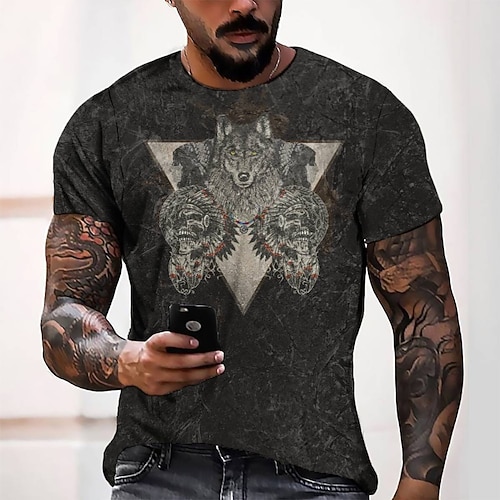 

Men's Tee T shirt Tee 3D Print Graphic Round Neck Casual Daily 3D Print Short Sleeve Tops Fashion Designer Cool Comfortable Green Blue Gray