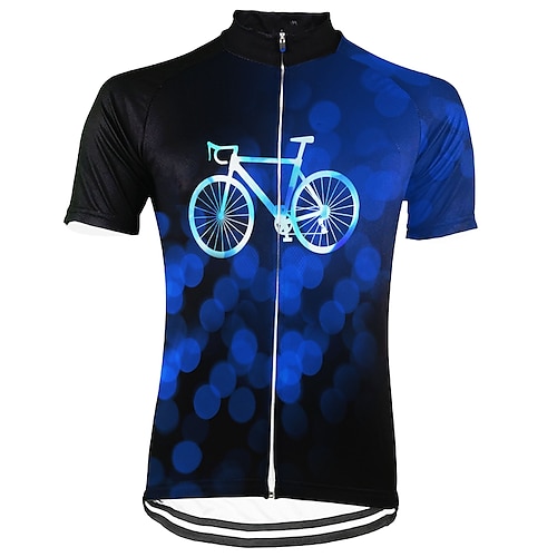 

21Grams Men's Cycling Jersey Short Sleeve Bike Top with 3 Rear Pockets Mountain Bike MTB Road Bike Cycling Breathable Quick Dry Moisture Wicking Reflective Strips Dark Blue Graphic Polyester Spandex
