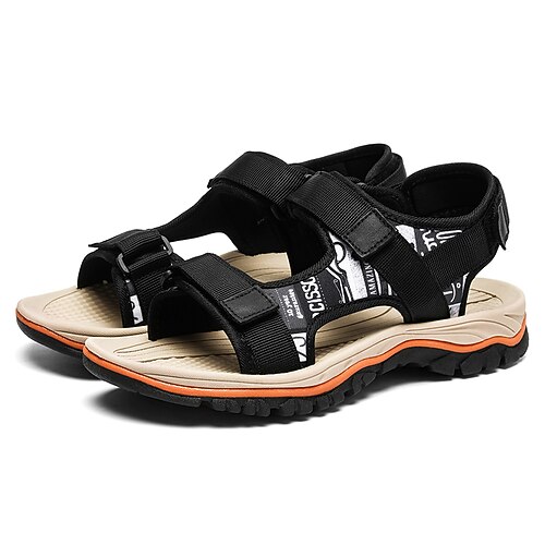 

Men's Sandals Casual Classic Daily Outdoor PU Black Khaki Brown Spring Summer