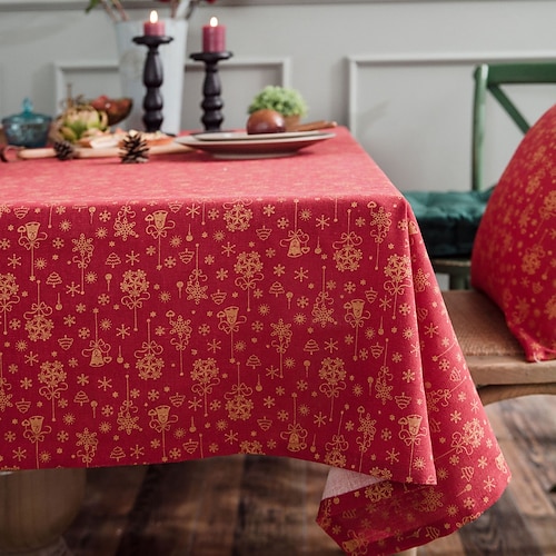 

Christmas Tablecloth Cotton Linen Rectangle Table Cloths for Kitchen Dining, Party, Holiday, Christmas, Buffet